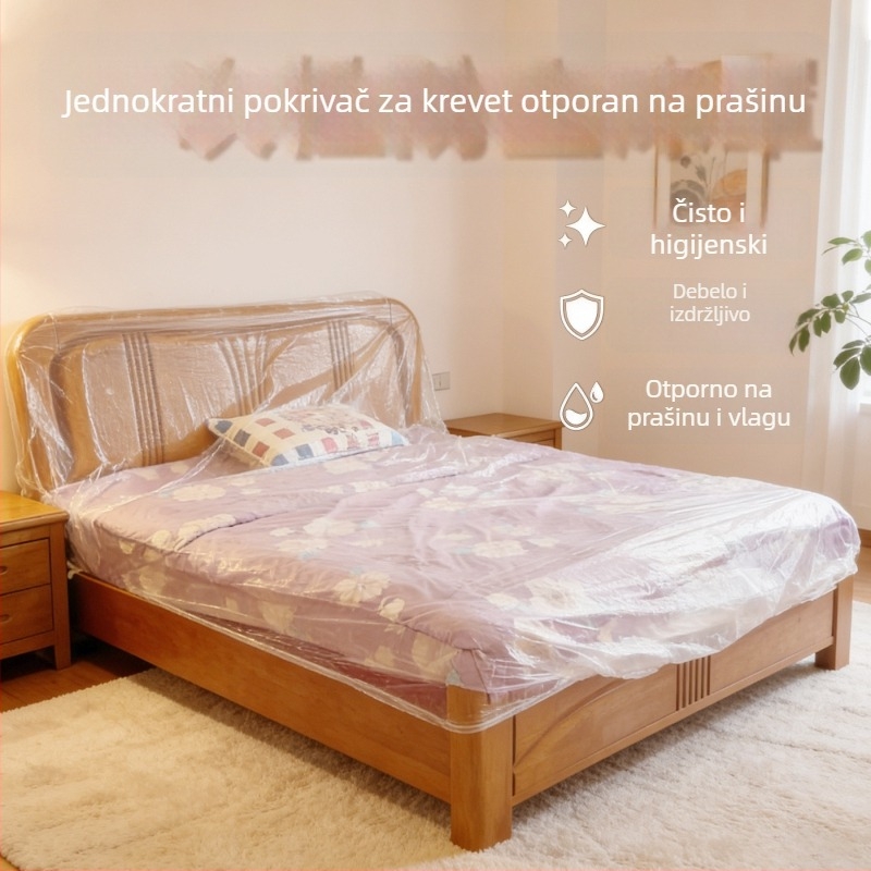 Jednokratna plastična zaštitna navlaka za krevet velike veličine, s vezicom, zaštita od prašine za kauč i namještaj, dom i dječji krevetić