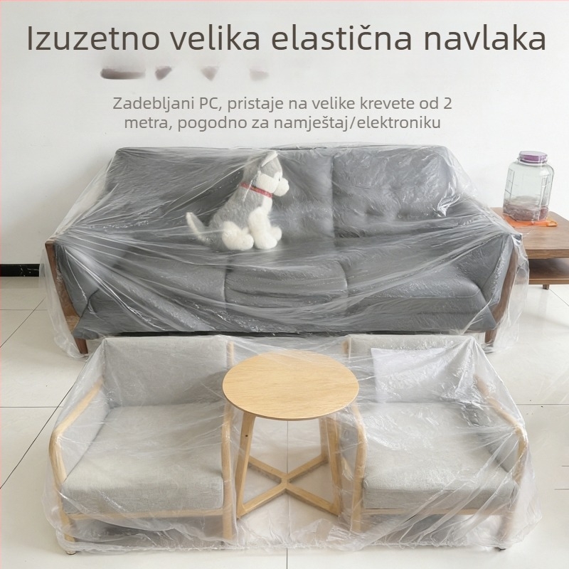 Jednokratna plastična zaštitna navlaka za krevet velike veličine, s vezicom, zaštita od prašine za kauč i namještaj, dom i dječji krevetić