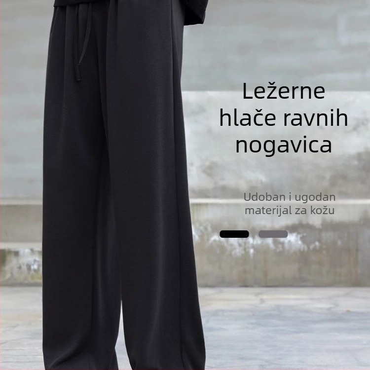 Muške hlače od ice silk za ljeto: tanke, široke, svestrane, s drapiranim padom, širokih nogavica, duge casual hlače.