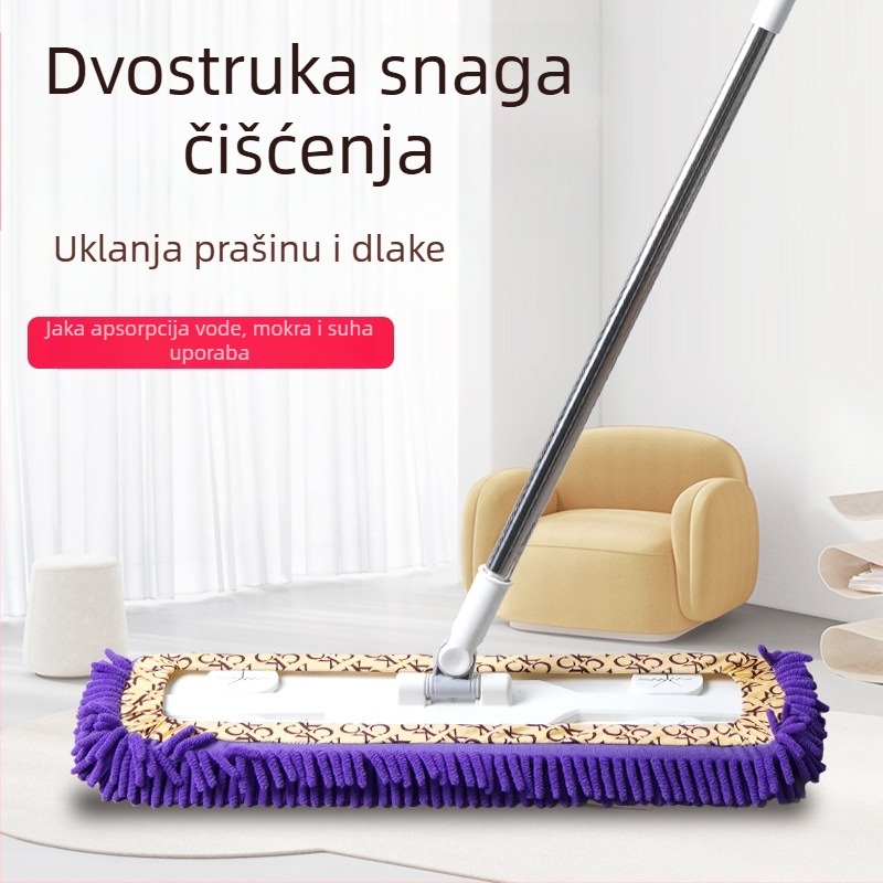 60 cm Chenille plosnati mop, veliki kućni mop za suho i mokro čišćenje – za podove, pločice i pranje automobila