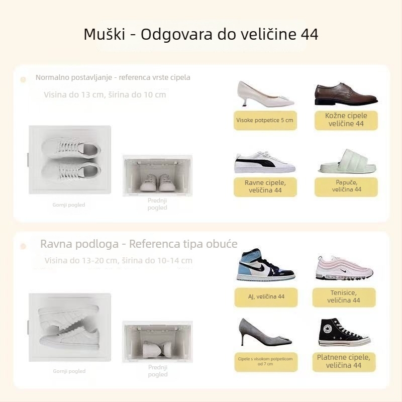 Prozirna plastična kutija za cipele s preklopnim poklopcem, skladišna kutija koja štedi prostor