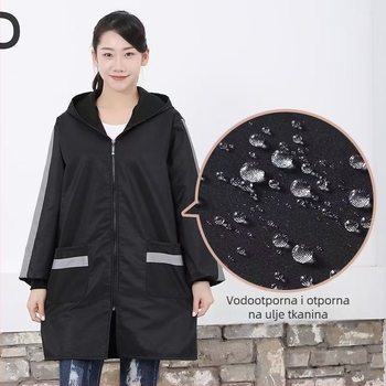Unisex radna jakna s kapuljom, fleec podstava, vodootporna i otporna na mrlje, s patentnim zatvaračem