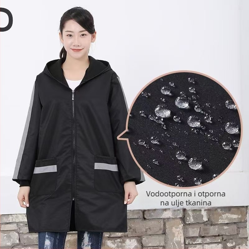 Unisex radna jakna s kapuljom, fleec podstava, vodootporna i otporna na mrlje, s patentnim zatvaračem