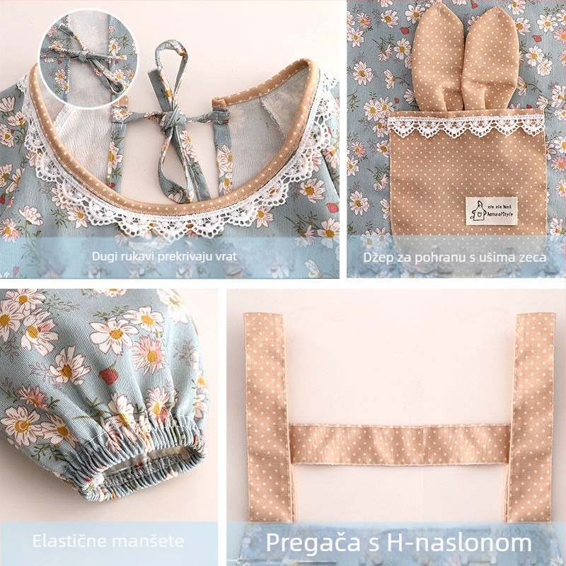 Platnena zastera s dugim rukavima za žene, princezanski stil, prozračna i otporna na mrlje, kuhinja i catering radna odjeća