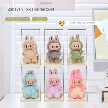 Labubu prozirna kutija za izlaganje, složiva, za skladištenje Blind Box Bubble Mart