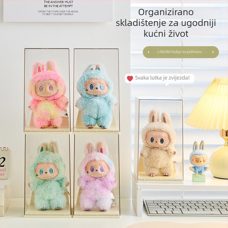 Labubu prozirna kutija za izlaganje, složiva, za skladištenje Blind Box Bubble Mart