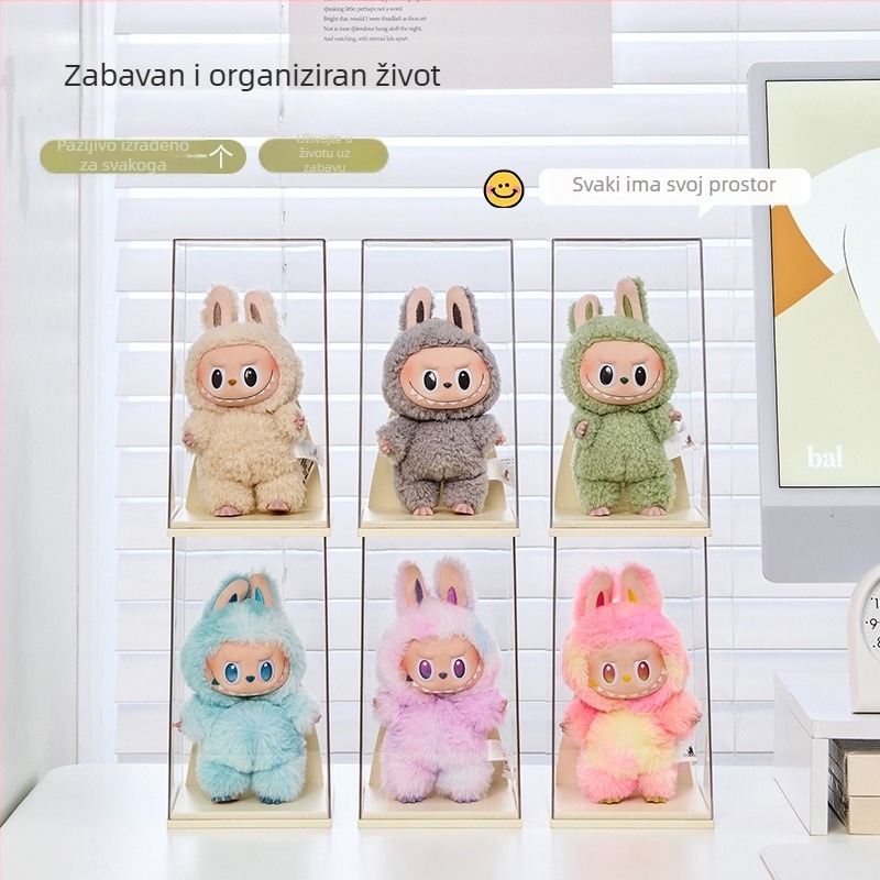 Labubu prozirna kutija za izlaganje, složiva, za skladištenje Blind Box Bubble Mart