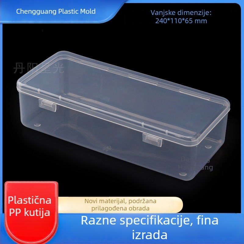 PP debeli pravokutni prozirni plastični spremnik s poklopcem koji se otvara prema gore, za prašinu i pakiranje maramica