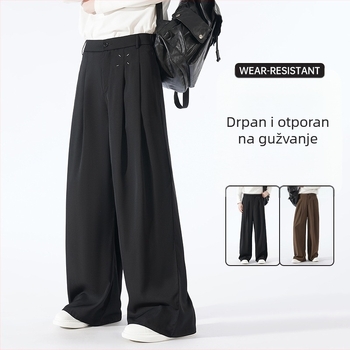 2807 Muške casual hlače u japanskom stilu, proljetno-ljetni stil, hongkonški stil, širokog kroja do poda, drapirane