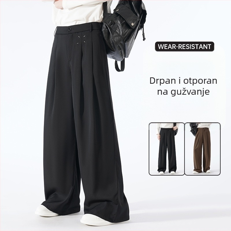 2807 Muške casual hlače u japanskom stilu, proljetno-ljetni stil, hongkonški stil, širokog kroja do poda, drapirane