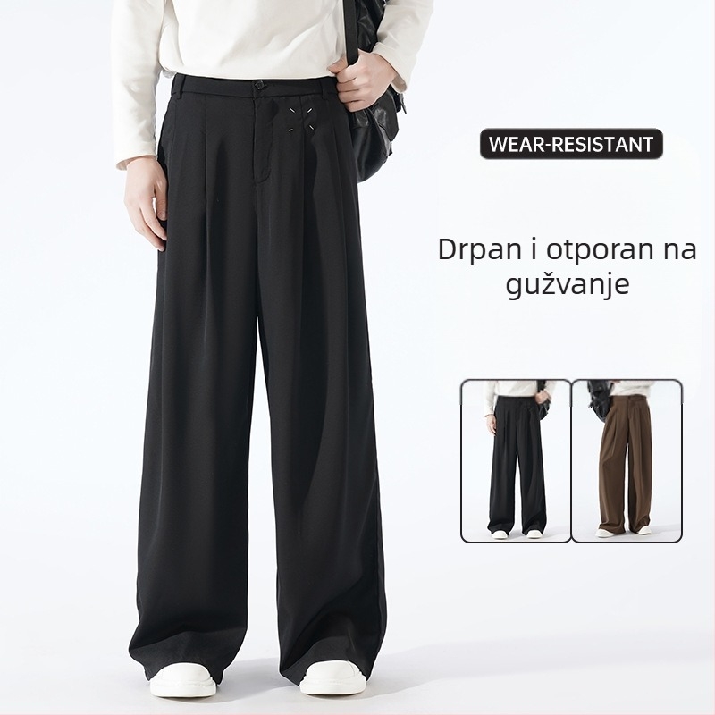 2807 Muške casual hlače u japanskom stilu, proljetno-ljetni stil, hongkonški stil, širokog kroja do poda, drapirane
