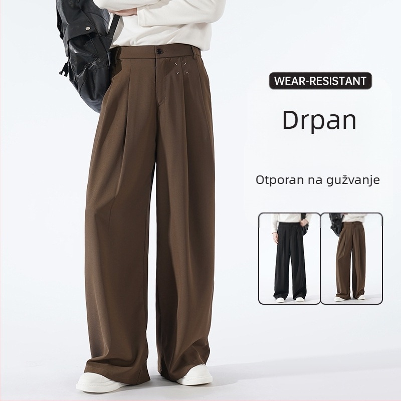 2807 Muške casual hlače u japanskom stilu, proljetno-ljetni stil, hongkonški stil, širokog kroja do poda, drapirane