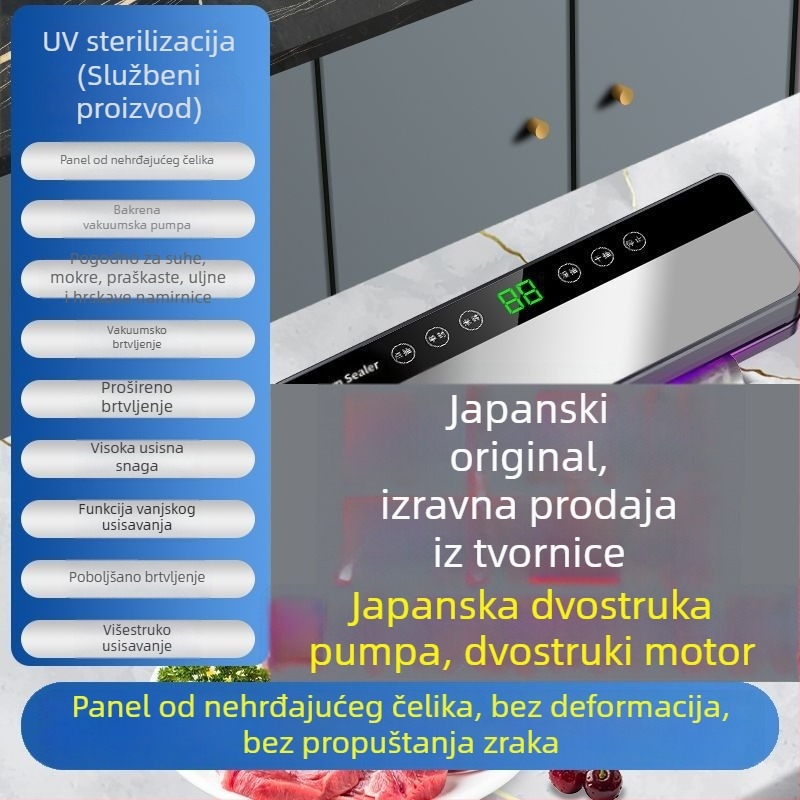 Nehrđajući čelik, potpuno automatska vakuumska zatvarač za kućnu upotrebu, pakiranje hrane i očuvanje svježine