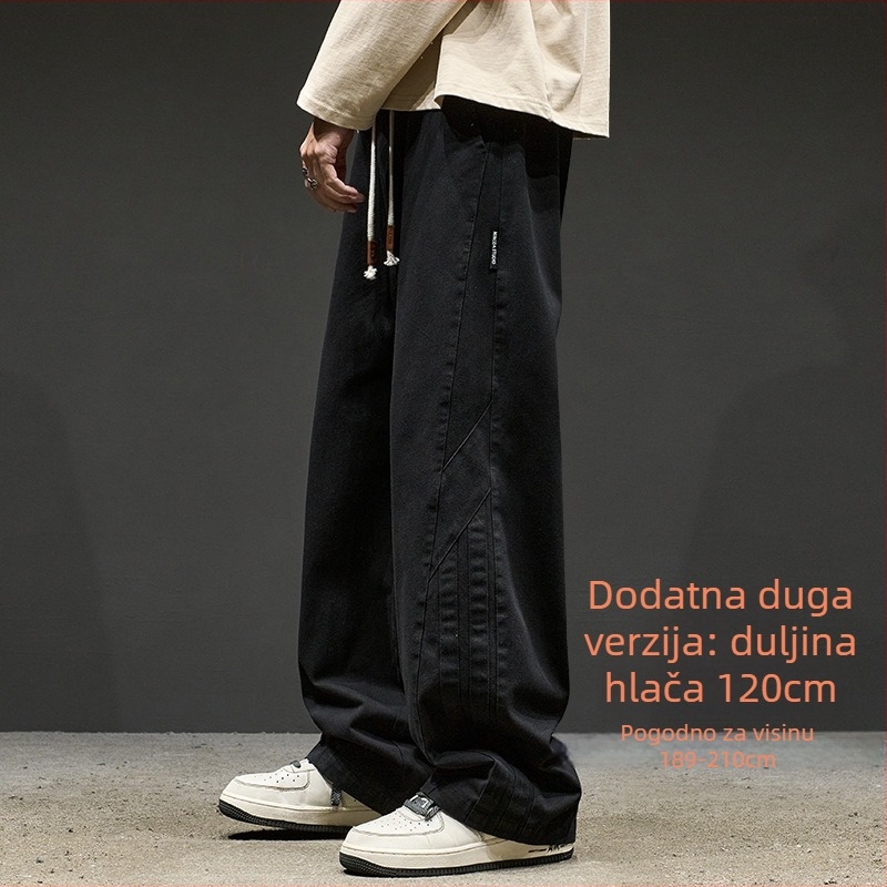Jesenske dugačke casual hlače za visoke muškarce, široke nogavice, 100% pamuk