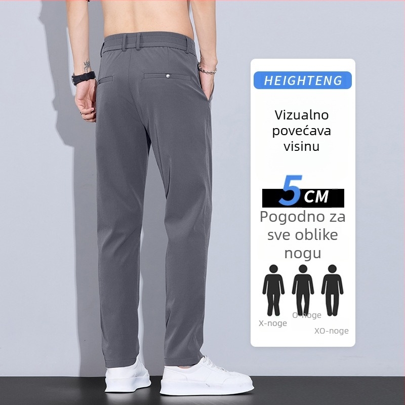 Muške ljetne hlače Ice Silk, tanke i prozračne, slim-fit, ravni kroj, elastične, lagani luksuzni poslovni stil
