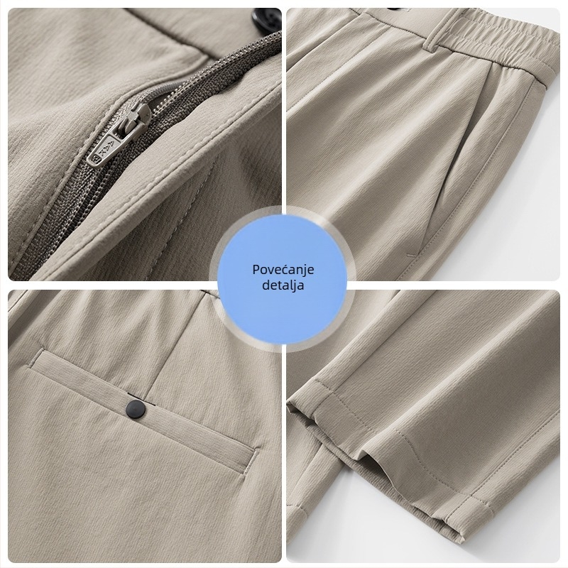 Muške ljetne hlače Ice Silk, tanke i prozračne, slim-fit, ravni kroj, elastične, lagani luksuzni poslovni stil