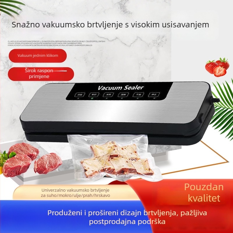 Mašina za vakuumsko zatvaranje hrane, kompaktnog kućanstva, potpuno automatska, snažno usisavanje, ABS kućište.