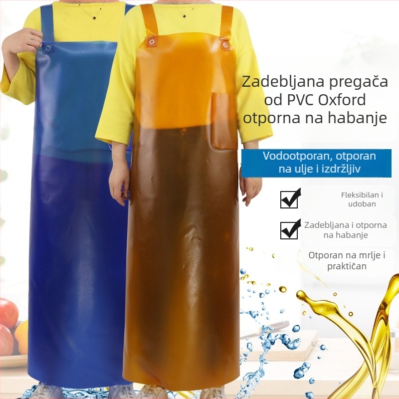 Oxford PVC pregača s marmornim uzorkom, vodootporna, otporna na ulje, kiseline i lužine, debela za klanje i preradu morskih plodova