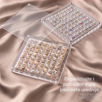 Akril kutija za njegu noktiju s pregradama, prozirna, otporna na prašinu, klizni poklopac