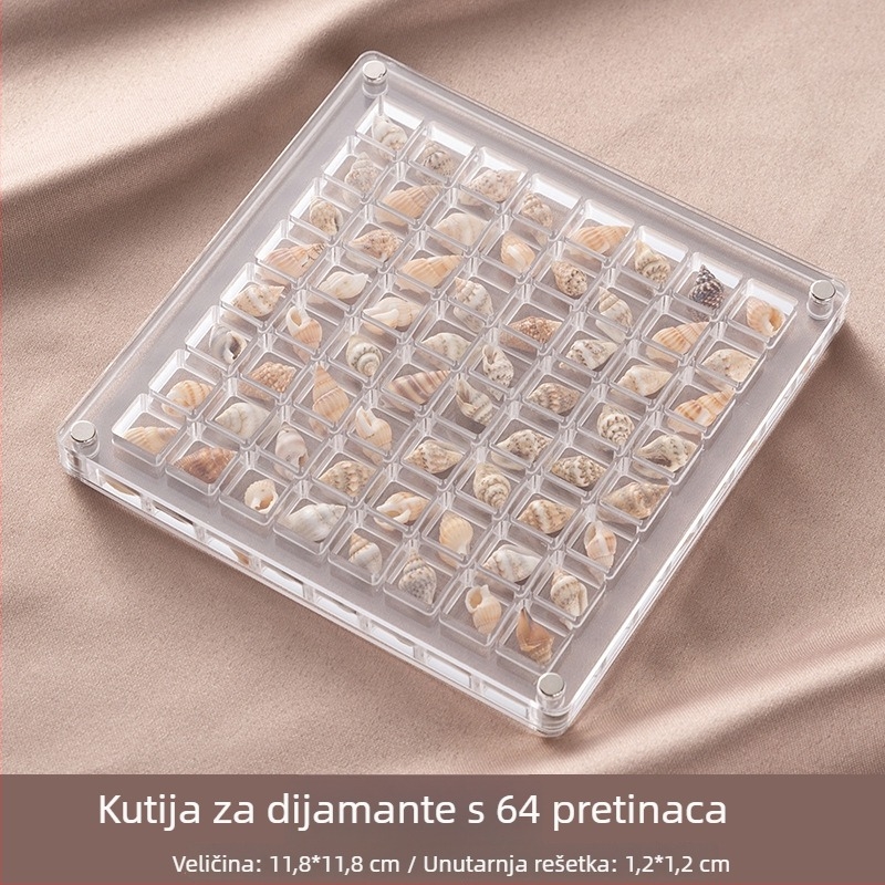 Akril kutija za njegu noktiju s pregradama, prozirna, otporna na prašinu, klizni poklopac