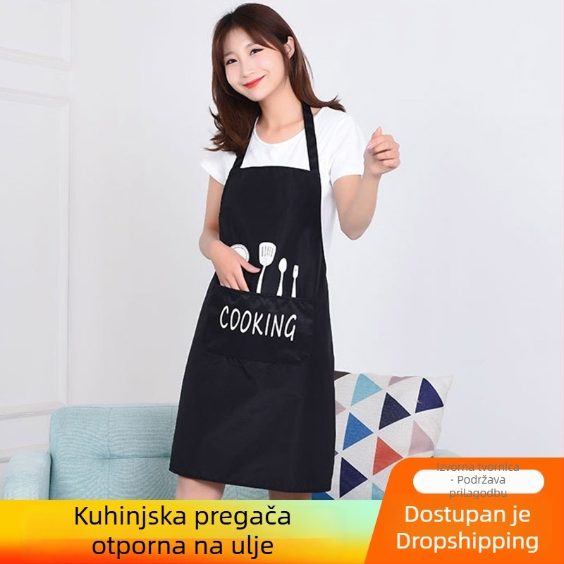Vodootporna PVC kuhinjska pregača bez rukava, moderan jednostavan dizajn, uzorak nož i vilica, 4 boje