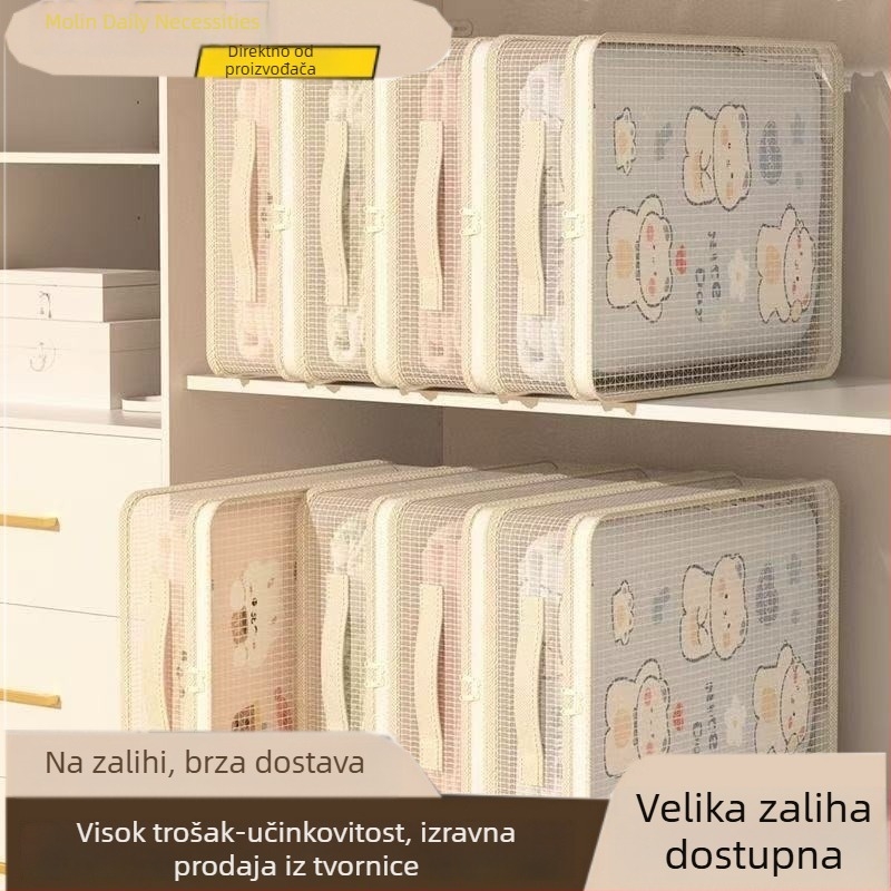 Prozirna vreća za pohranu četiri komada posteljine — organizator za plahtu i navlaku za pokrivač, otporna na plijesan i prašinu
