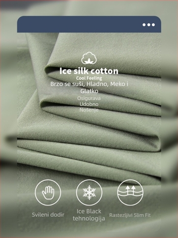 Muške crop pantalone od ice silk s izšivkom, uski kroj, lagane za ljeto