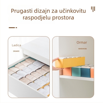 Plastična kutija za pohranu s pregradama za čarape i donje rublje, pogodna za spavaću sobu ili dom učenika, stolni organizator