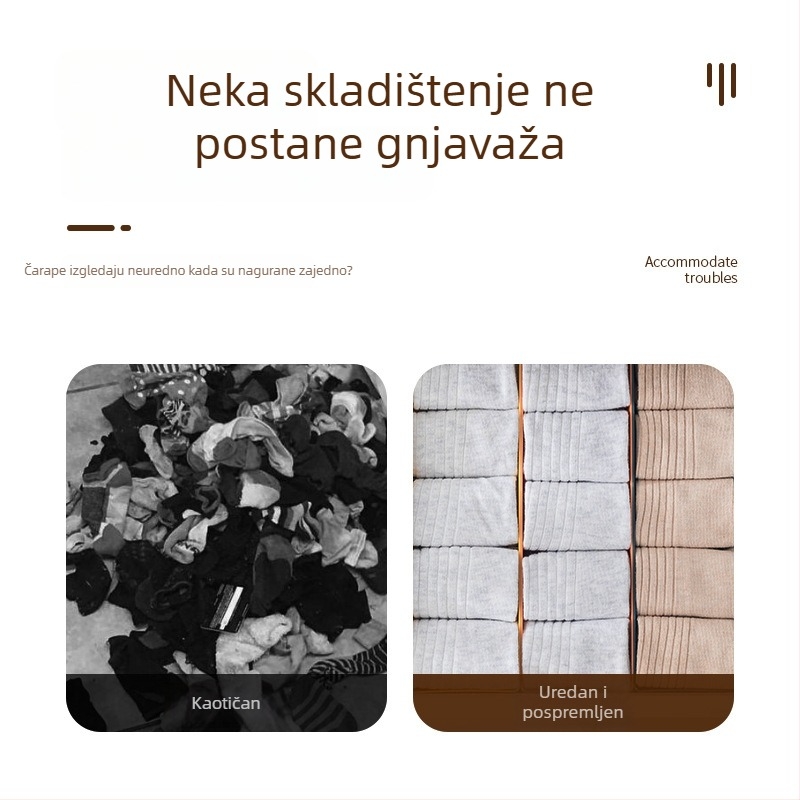 Plastična kutija za pohranu s pregradama za čarape i donje rublje, pogodna za spavaću sobu ili dom učenika, stolni organizator
