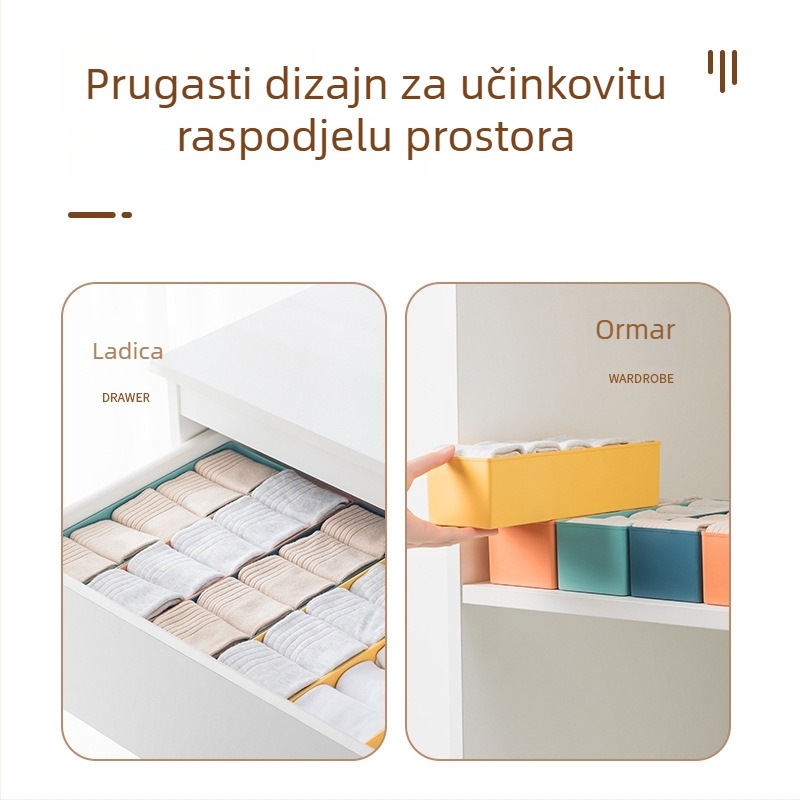 Plastična kutija za pohranu s pregradama za čarape i donje rublje, pogodna za spavaću sobu ili dom učenika, stolni organizator
