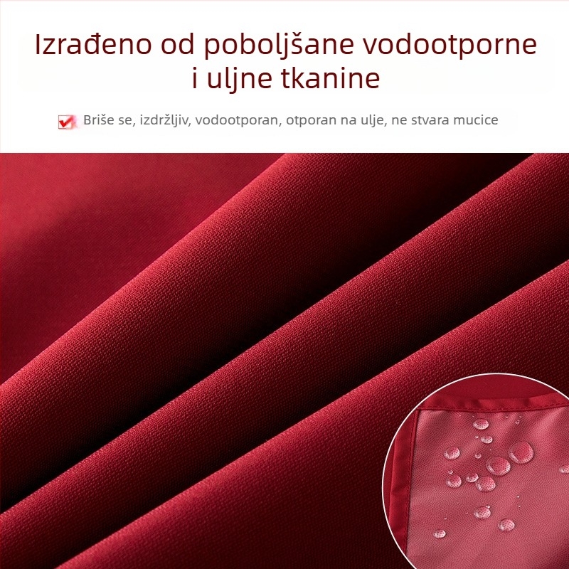 Produžena i šira vodootporna pregača s trakama za kuhinju, s otiskom loga
