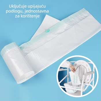 Prijenosna toaletna stolica sa superabsorbentnom jastučićem i jednokratnim vrećama za otpad za kućnu njegu starijih