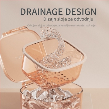 Prijenosna trostruka kutija za ortodontske alignere s pretincima, posuda za namakanje i odvodnjavanje