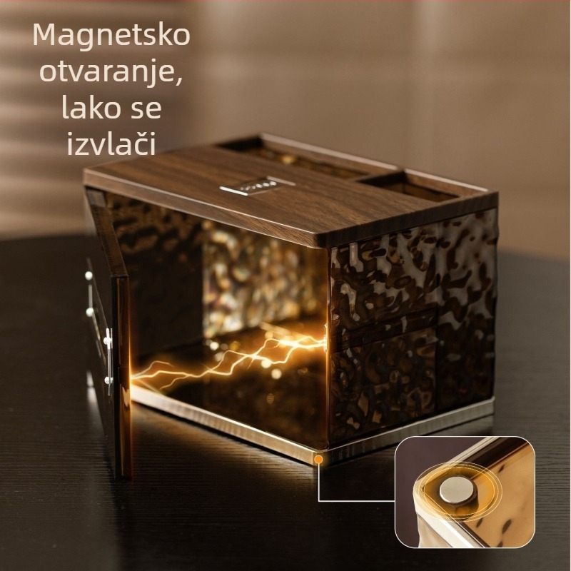 Stolna kutija za maramice s uzorkom Glacier, lagodan dizajn, prostor za daljinski upravljač i organizator za tablet