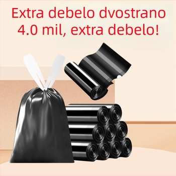 Četveroslojne ekstra debele vrećice za smeće sa šnimom, ručni dizajn, kućna uporaba i kuhinja, crne, debele plastične vrećice za čišćenje