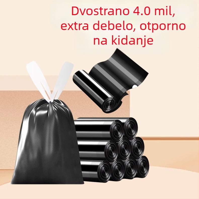 Četveroslojne ekstra debele vrećice za smeće sa šnimom, ručni dizajn, kućna uporaba i kuhinja, crne, debele plastične vrećice za čišćenje