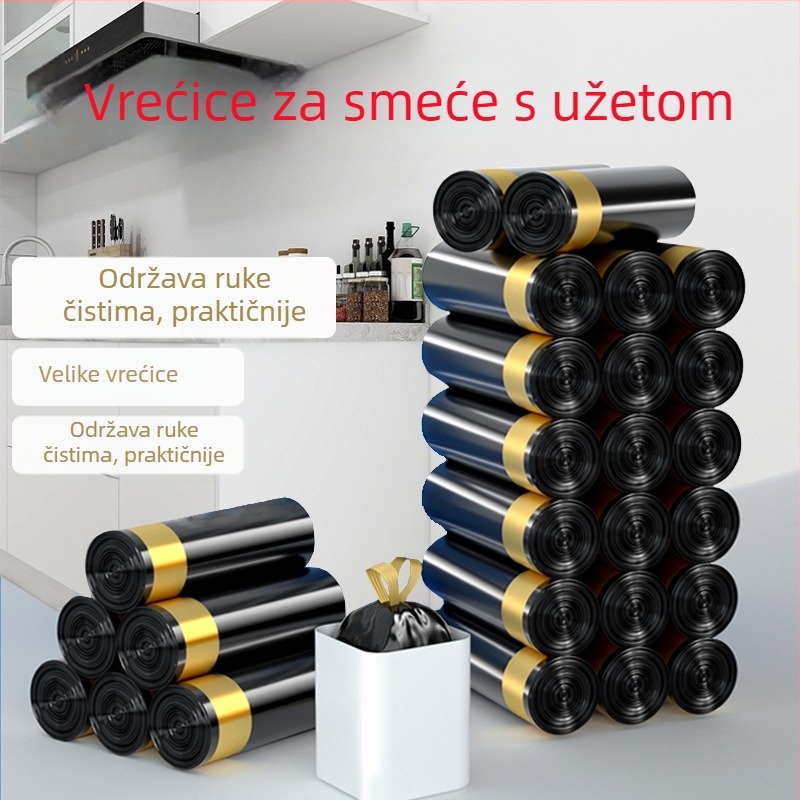 Četveroslojne ekstra debele vrećice za smeće sa šnimom, ručni dizajn, kućna uporaba i kuhinja, crne, debele plastične vrećice za čišćenje
