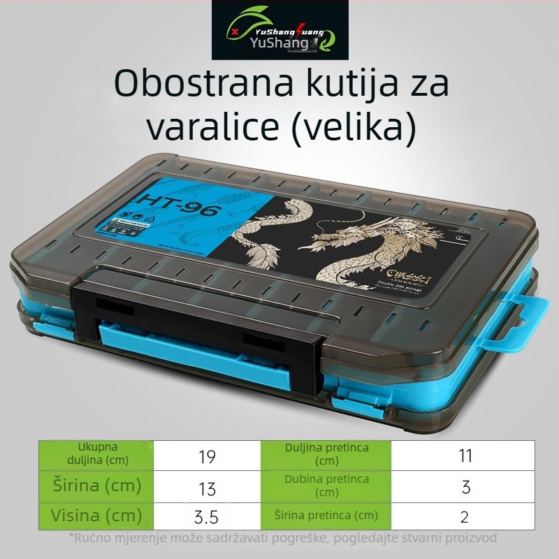 Dvostruka kutija za mamce, dvostruki sloj čvrsta kutija za mamce s više odjeljaka, prijenosna za morski ribolov