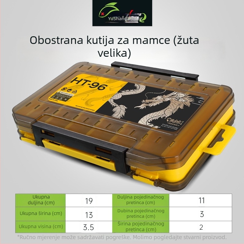 Dvostruka kutija za mamce, dvostruki sloj čvrsta kutija za mamce s više odjeljaka, prijenosna za morski ribolov