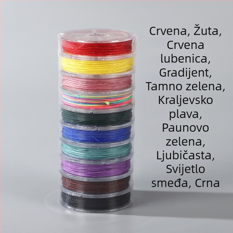 Šareni jade vlakno, duljine 12 m, promjera 0,8 mm, ručno izrađeno DIY pletene narukvica konopac sa kineskim čvorom stilom