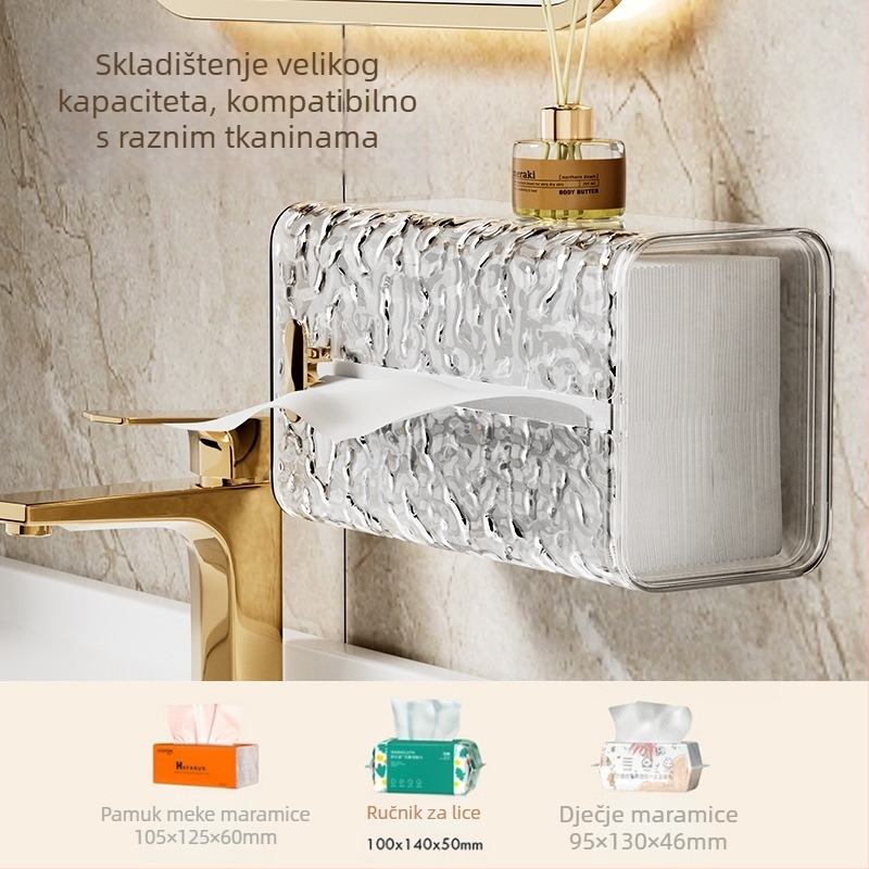 Kutija za maramice za stolna, uzorak ledenog, moderni minimalistički dizajn, zidna montaža, vodootporna, višenamjenska za kupaonicu
