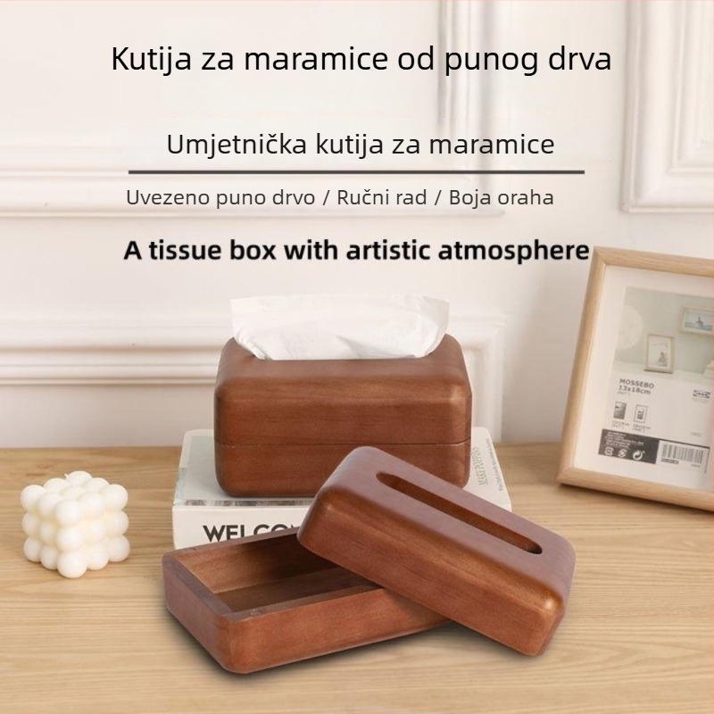 Drvena kutija za papirnate maramice, modernog kineskog stila, dekorativni organizator za dnevni boravak i automobil, od masivnog drveta