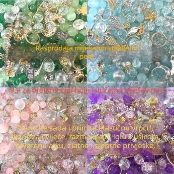 Perle 6,8–10 mm za DIY nakit, miješane staklene perle, ručno izrađena narukvica od perli i privjesak za mobitel