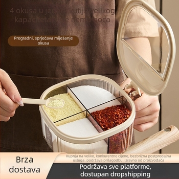 Set posuda za začine s integriranim dizajnom i više pretinaca; plastične posude za sol i natrijev glutamat