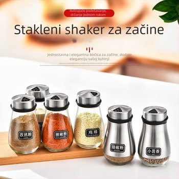 Nerđajući čelični spremnik za začine za roštilj, kućna uporaba, s kuminom i paprom