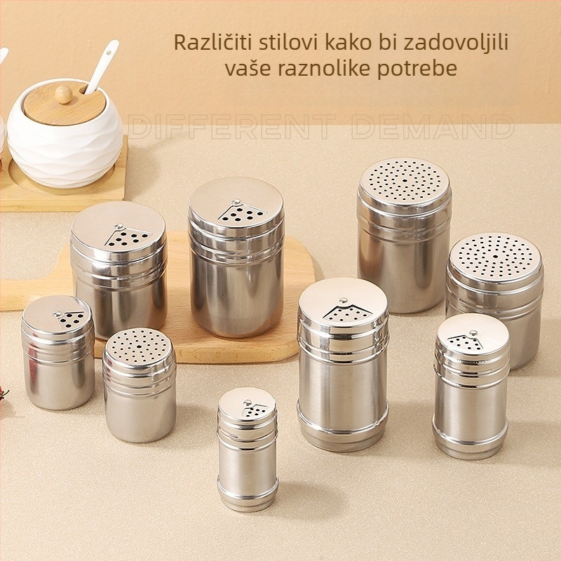 Nehrđajući čelični posuda za začine velikog kapaciteta, za kuhinju i roštilj; posipavanje papra u prahu, čili praha i kima