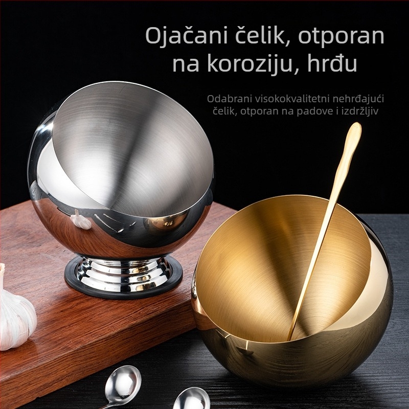 Nehrđajuća čelična posuda za začine s poklopcem, za restorane, s nagnutim rubom za umake i dipove