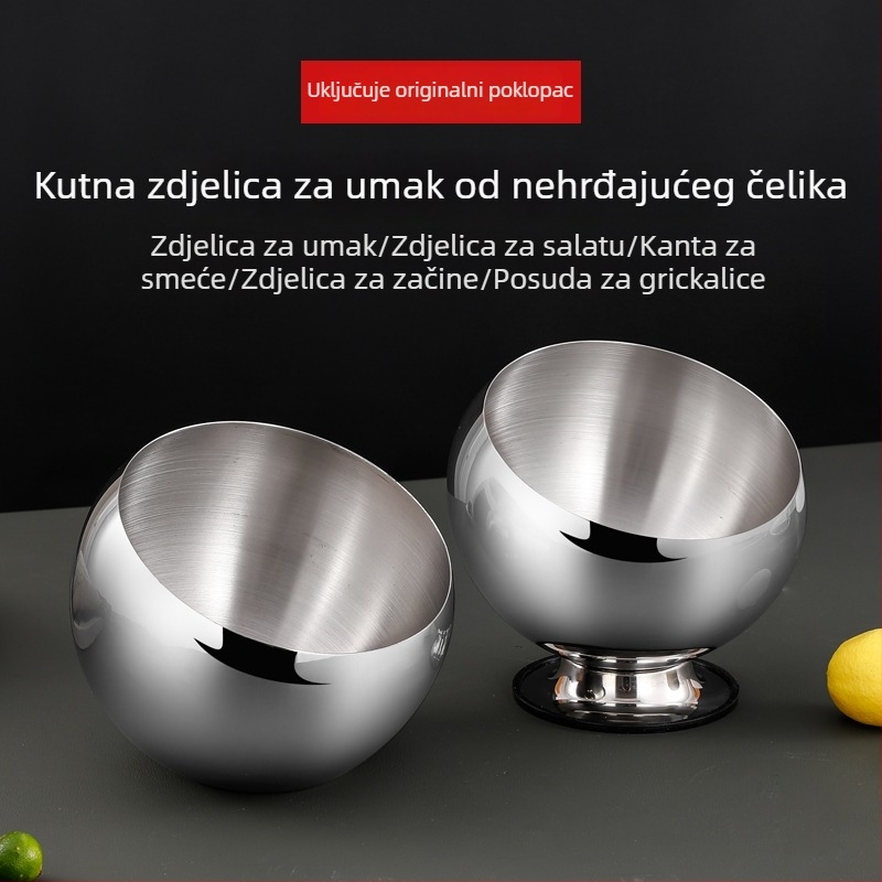 Nehrđajuća čelična posuda za začine s poklopcem, za restorane, s nagnutim rubom za umake i dipove