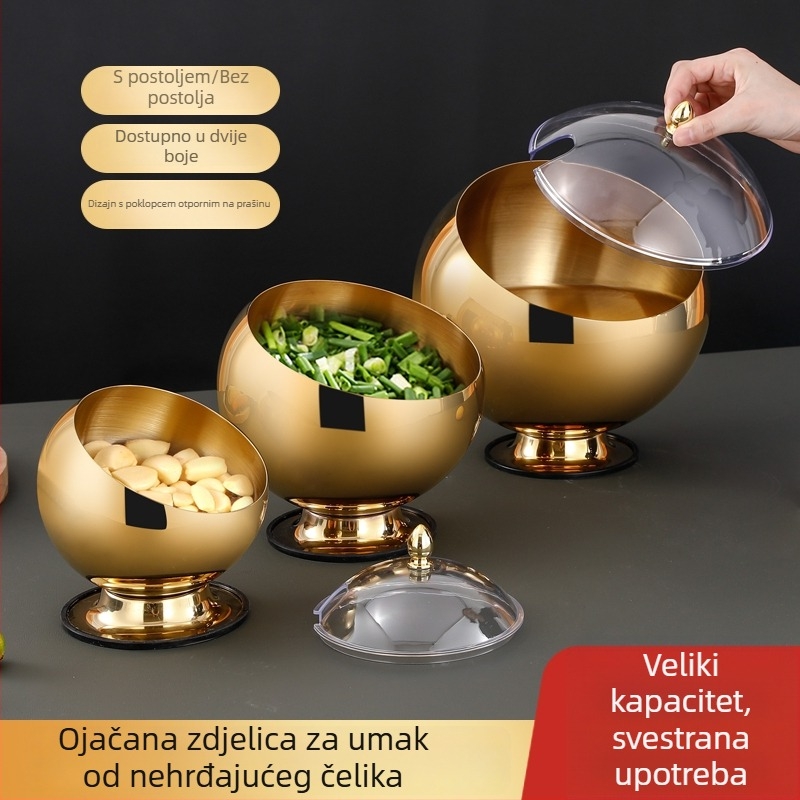 Nehrđajuća čelična posuda za začine s poklopcem, za restorane, s nagnutim rubom za umake i dipove