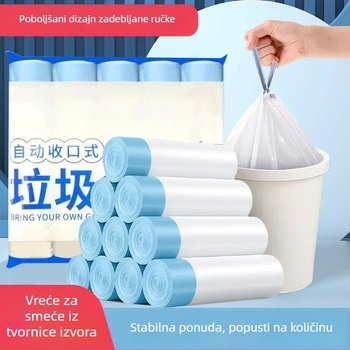 Kese za smeće s vrpcom, velike, crne, debele, za ured i kuhinju, prijenosne, 60 komada